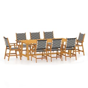 vidaXL juego de comedor de jardín 9 piezas madera maciza de acacia