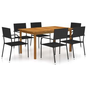 vidaXL juego de comedor para jardín de 7 piezas negro