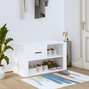 Mueble zapatero madera contrachapada blanco 80x35x45 cm