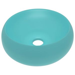 vidaXL lavabo de lujo redondo cerámica verde claro mate 40x15 cm