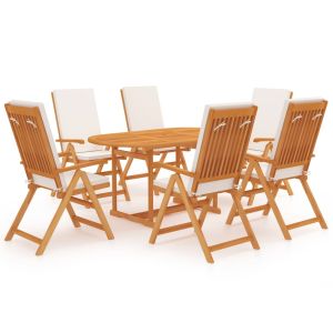 vidaXL juego de comedor para jardín 7 piezas teca maciza y cojines