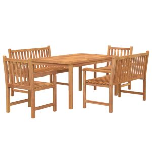 vidaXL juego de comedor para jardín 5 piezas madera maciza de teca