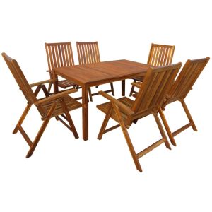 vidaXL set de comedor de jardín 7 piezas madera maciza de acacia