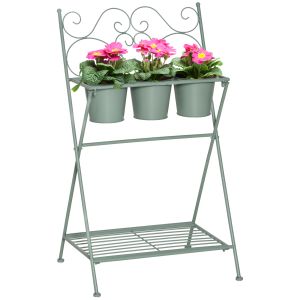 Soporte de metal para plantas metal color verde 47x37x78.5 cm Outsunny