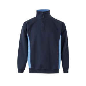 Sudadera bicolor cremallera m azul navy/celeste