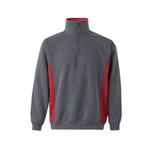 Sudadera bicolor cremallera m gris/rojo