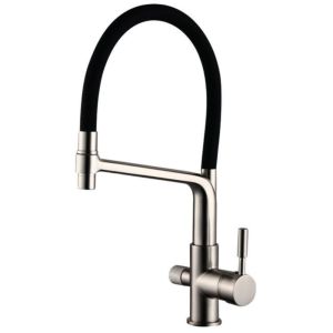 Grifo Osmosis Flexible 3 vías 2 salidas Negro Acero Cepillado CALIGARUM HIB