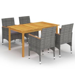 vidaXL juego de comedor de jardín de 5 piezas gris