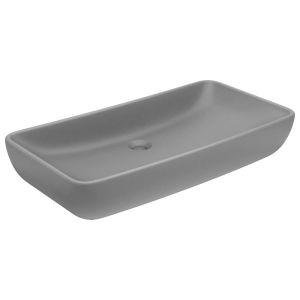 vidaXL lavabo de lujo de cerámica rectangular gris claro mate 71x38 cm