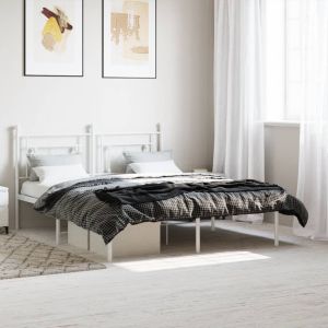 Cama -150x200 cm de metal con cabecero blanca