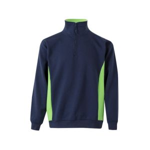 Sudadera bicolor cremallera xs azul navy/verde lima