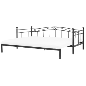 Cama extensible de metal negro 90/180 x 200 cm tulle