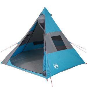 vidaXL tienda de campaña tipi para 7 personas impermeable azul