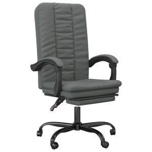 vidaXL silla de oficina reclinable de tela gris oscuro