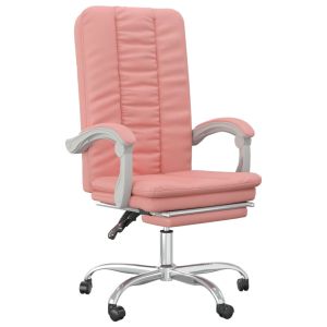 vidaXL silla de oficina reclinable cuero sintético rosa