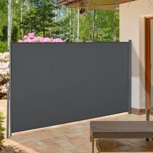 Toldo lateral retráctil poliéster, metal color gris 300x160 cm Outsunny