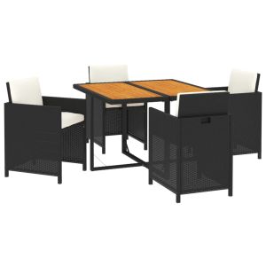 vidaXL juego comedor jardín 5 pzas con cojines ratán sintético negro