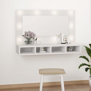 Mueble con espejo y luces LED blanco 90x31,5x62 cm es1839