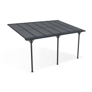 Pergola/cochera adosada kleo 450l300 aluminio gris