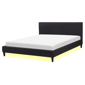 Cama LED de poliéster negro 160 x 200 cm fitou