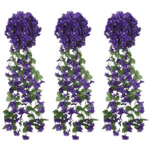 vidaXL guirnaldas de flores de navidad 3 uds morado oscuro 85 cm