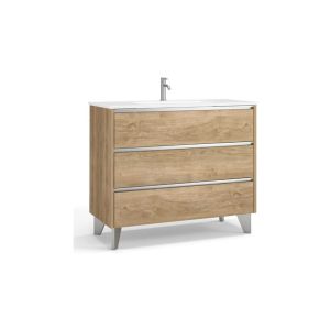 Mueble de baño al suelo con lavabo fondo reducido| 70 cm - roble natural