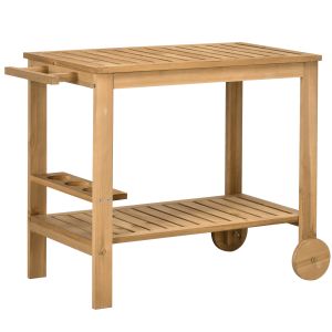 Carrito de servicio madera de abeto color madera 95x47x74 cm outsunny