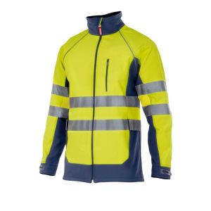 Velilla soft shell bicolor av xl azul marino/amarillo flúor