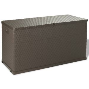 vidaXL caja de almacenamiento de jardín marrón ratán pp 120x56x63 cm