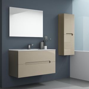 Mueble baño, lavabo, espejo y aplique LED victoria 60x45cm moka 2 caj. Sus.