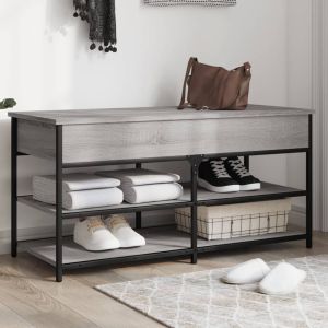 Banco zapatero madera de ingeniería gris sonoma 100x42,5x50 cm