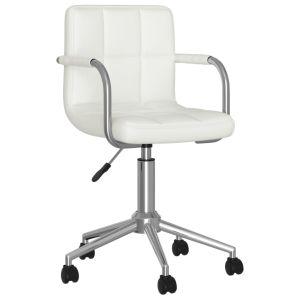 vidaXL silla de oficina giratoria de cuero sintético blanco