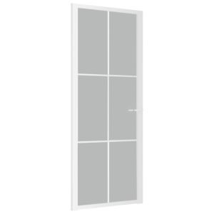 vidaXL puerta interior de vidrio y aluminio blanco mate 83x201,5 cm