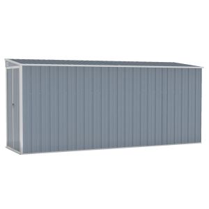 vidaXL cobertizo jardín pared acero galvanizado gris 118x382x178  cm