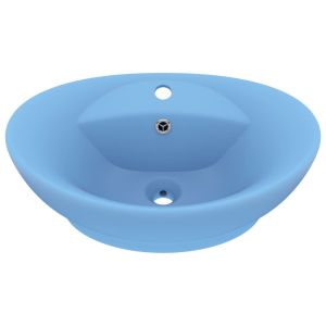 vidaXL lavabo lujoso con rebosadero cerámica azul claro 58,5x39 cm