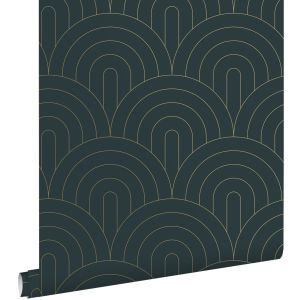 Estahome papel pintado arte deco azul oscuro - 0.53 x 10.05 m - 139743