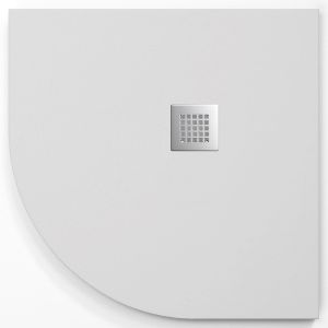 Plato de ducha  onda curve blanco  80x80 cm (radio 55) rejilla inox