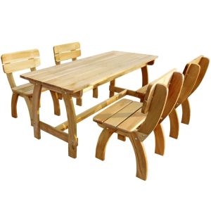 vidaXL juego de comedor de jardín 5 piezas madera de pino impregnada