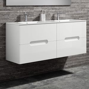 Mueble baño y lavabo victoria 120x45cm acabado blanco mate 2 caj. Suspen.