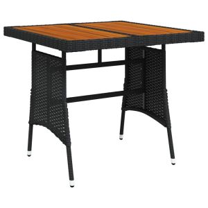 vidaXL mesa de jardín ratán sintético y acacia maciza negro 70x70x72cm