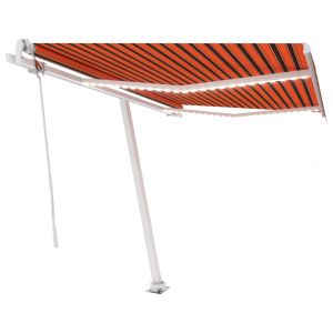 vidaXL toldo automático LED sensor de viento naranja marrón 350x250 cm