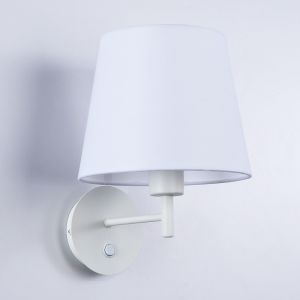 Aplique pared textil blanco, interruptor E27 para cabecera o dormitorio