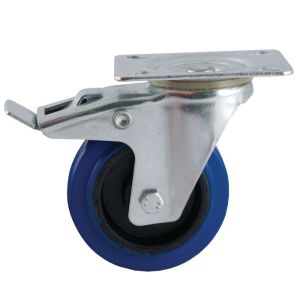 Rueda d100mm placa giratoria goma azul con freno - avl - 527842o