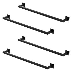 Set 4x percheros de pared 90x12 cm de acero inoxidable negro