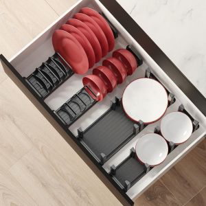 Emuca portaplatos vertical orderbox para cajón, 159x468 mm, gris antracita