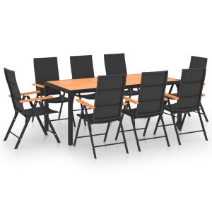 vidaXL juego de comedor para jardín 9 piezas negro y marrón