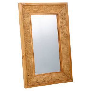 Espejo de pared de madera y rejilla marrón 60x04x90