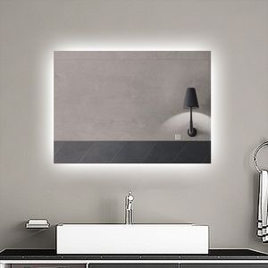 Espejo de baño LED 70 x 50 cm, antivaho, brillo regulable, función memoria