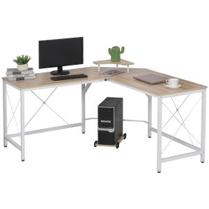 Mesa de computadora mdf, metal bicolor 150x150x76 cm homcom