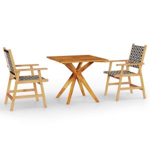 vidaXL juego de comedor de jardín 3 piezas madera maciza de acacia